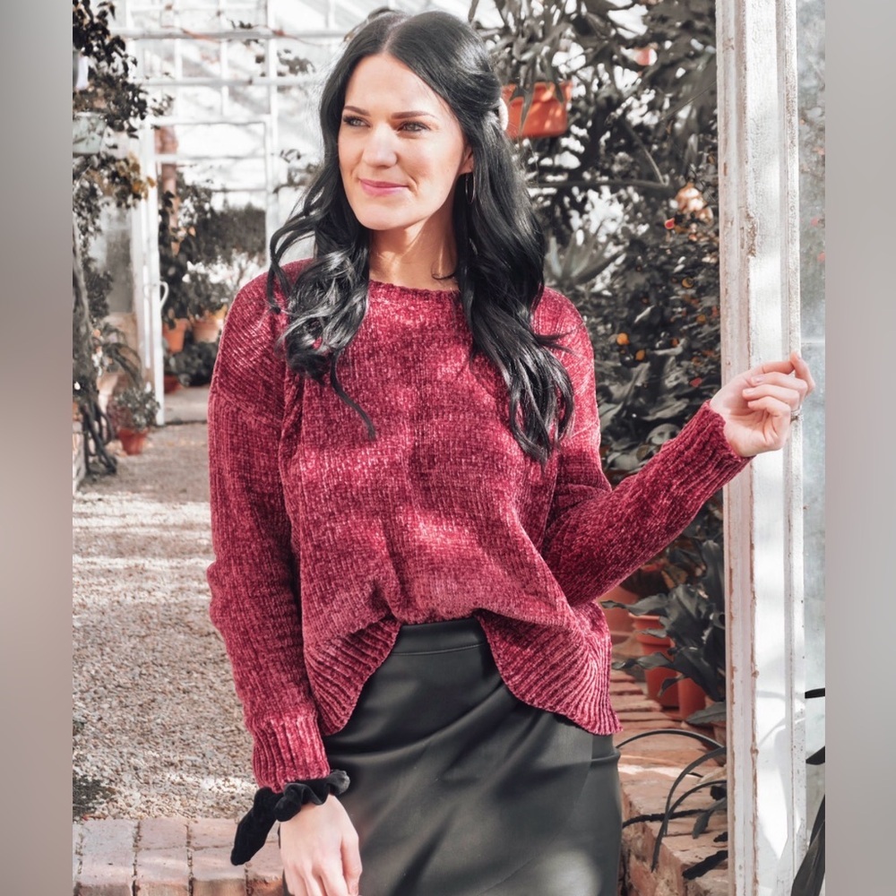 Burgundy Chenille Sweater- Altar’d State
